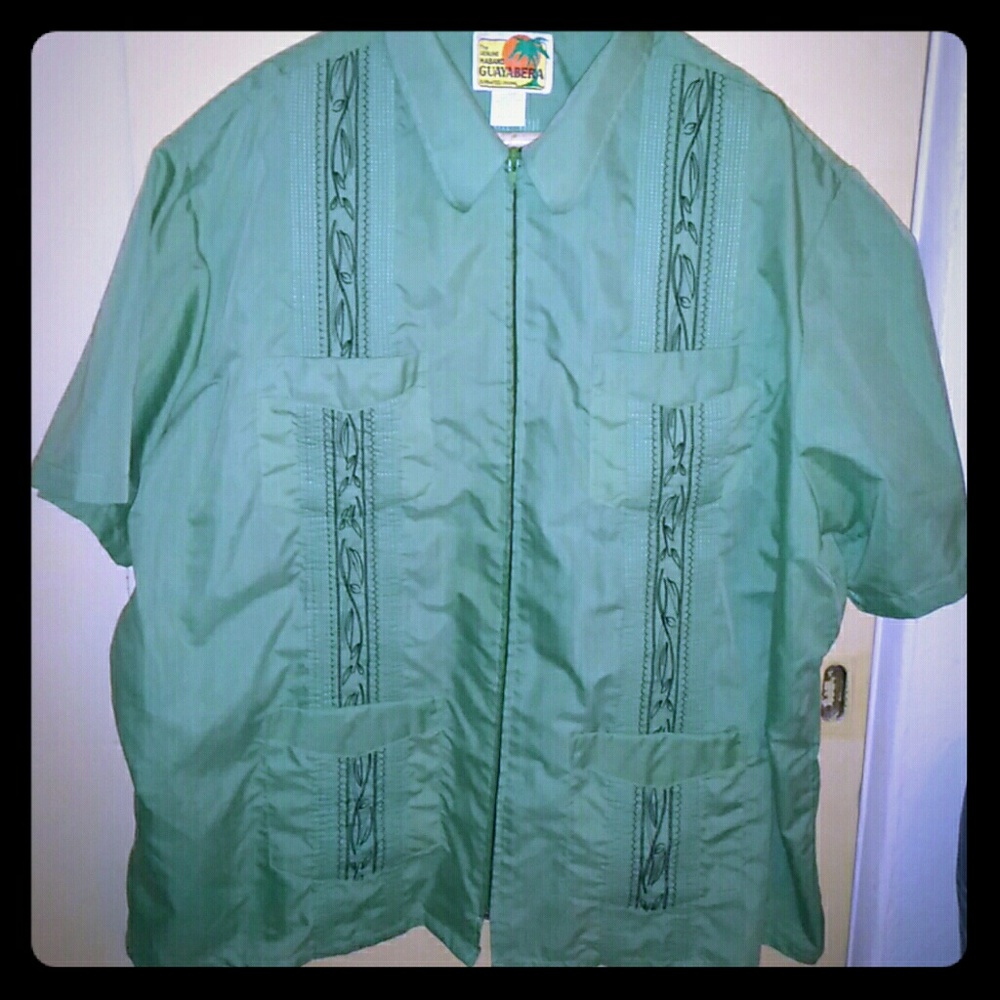 Green guaybera 2xl vintage cuban